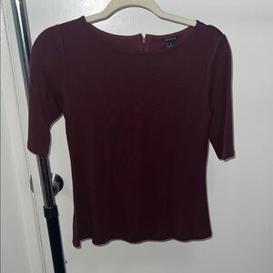 Ann Taylor Deep Burgundy Short Sleeve Top